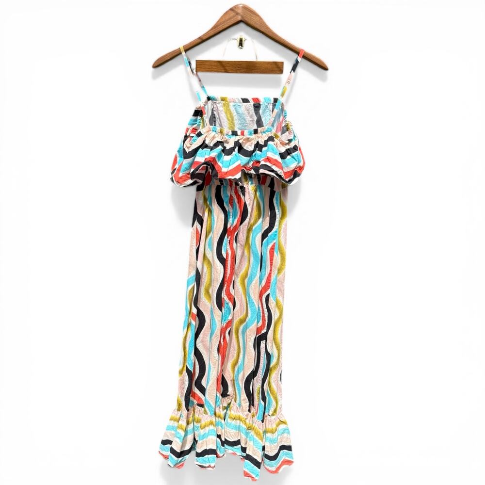 FARM Rio Ruffle Maxi Dress Med Tiered Colorful Sleeveless Boho Anthropologie - Picture 6 of 8